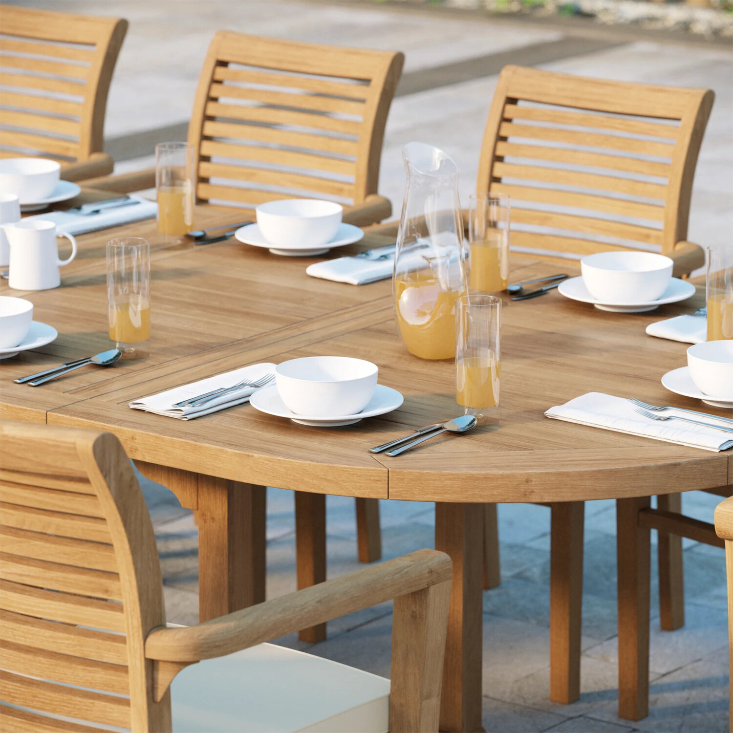 Milano Teak Garden Dining Table And 10 Seat Chair Set - Teak Table 10 Chairs Black Cushions