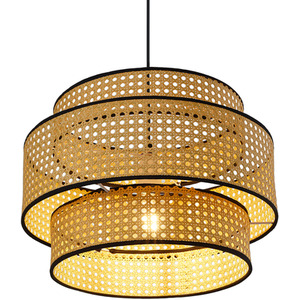 Round Rattan-Woven Pendant Light