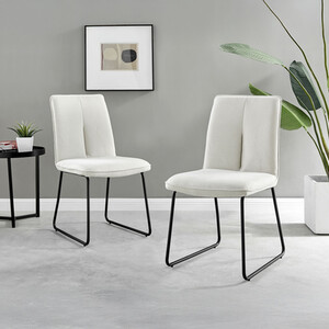 2x Halle Upholstered Fabric Black Leg Modern Kitchen Dining Accent Chairs