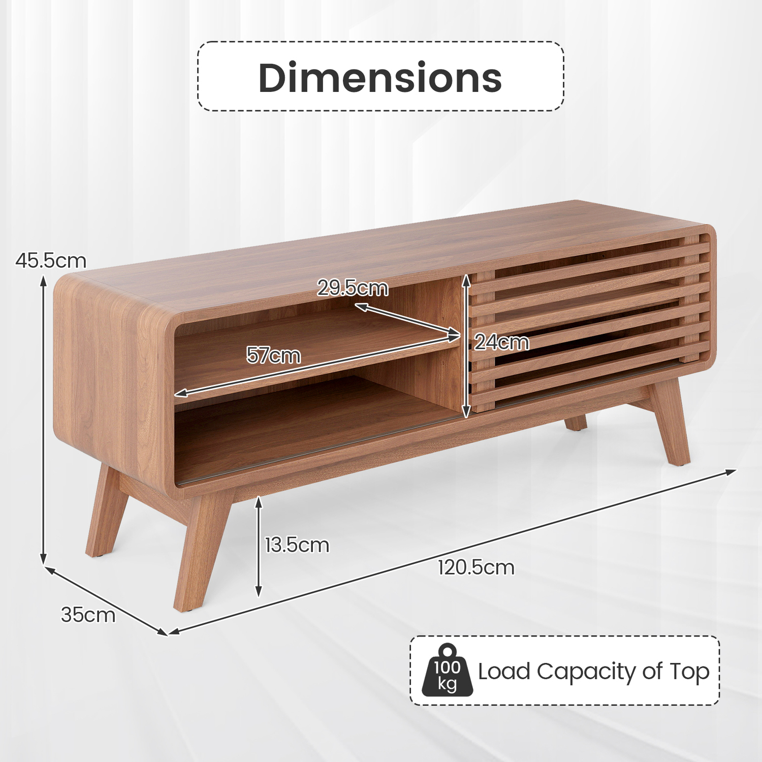 Modern Mid Century Tv Cabinet - Brown