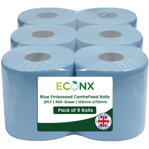 Blue 2-Ply Centrefeed Embossed Roll 400 Sheet Paper Towel