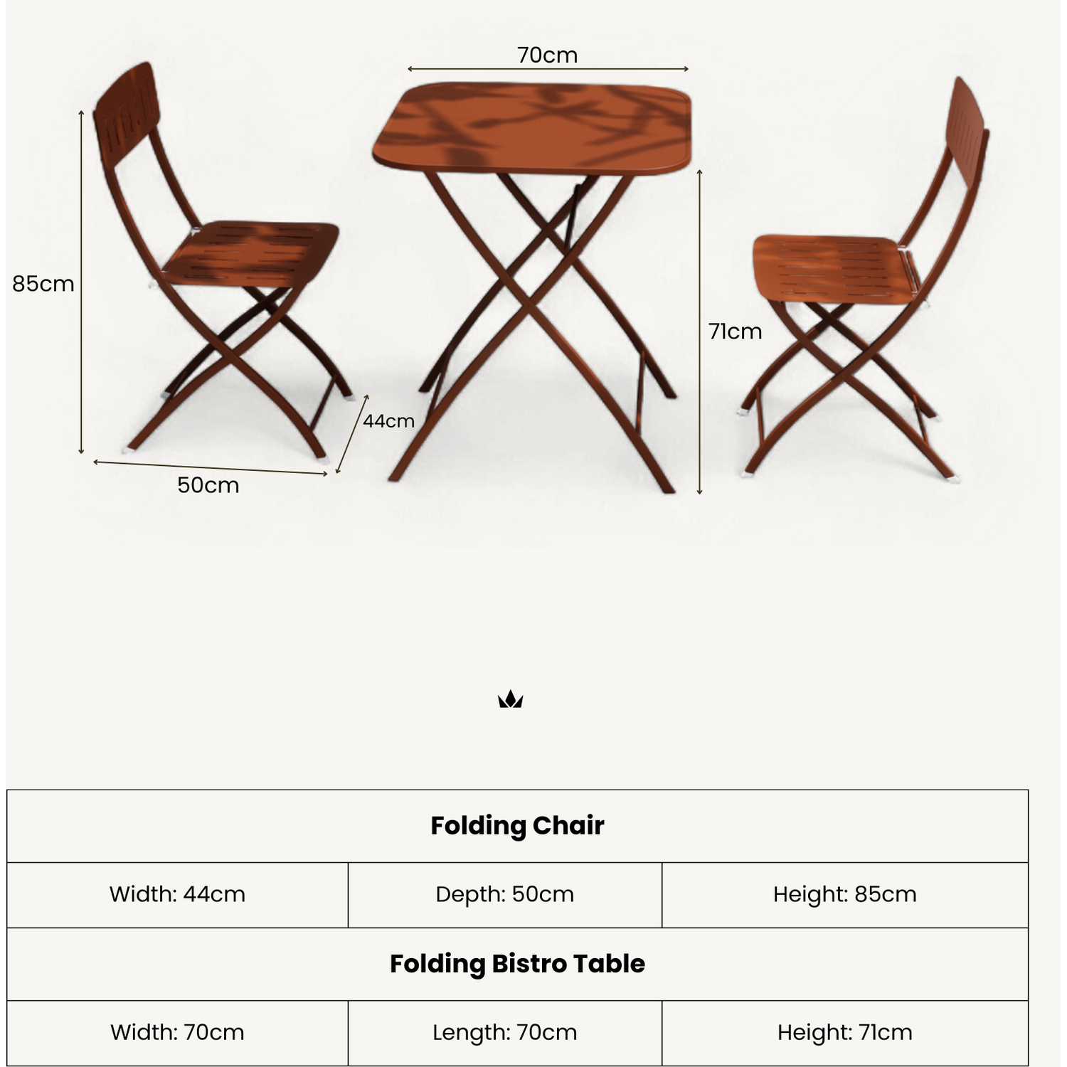 Royalcraft Venice Venice 2 Seater Folding Bistro Set - Cayenne