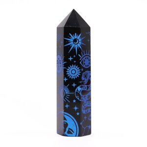 Obsidian Point with Midnight Blue Celestial Designs
