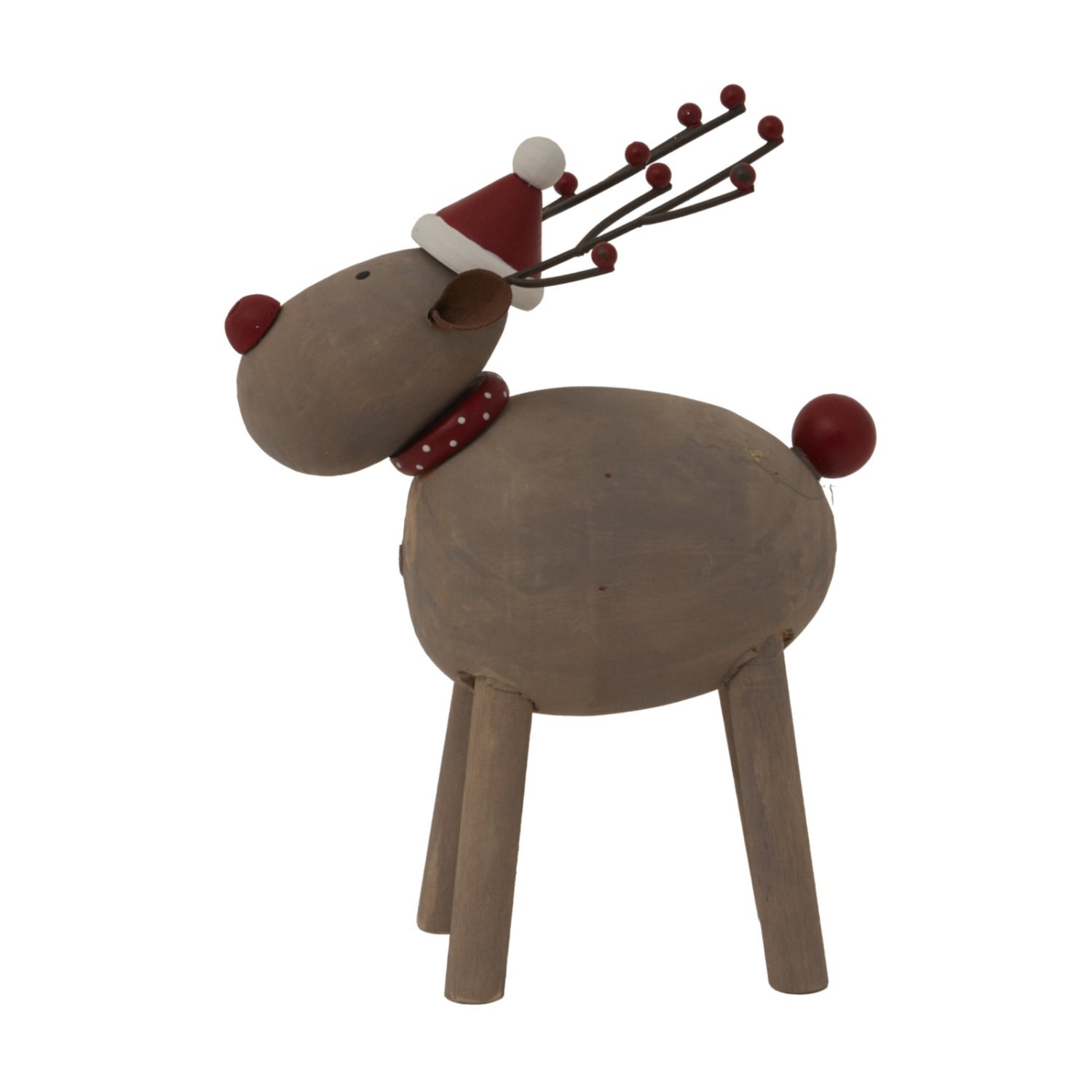 Large Rustic Rudolf Ornament With Hat Winter Holiday Decor - Maroon