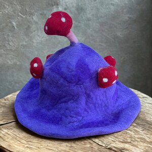 Dreamy Purple Haze Felted Mushroom Hat - Handmade, Soft  Magical