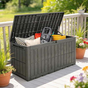 Outsunny 440L Garden Storage Box, Waterproof Lockable Resin Deck Box