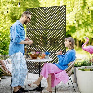 Outsunny Metal Privacy Screen W Expansion Screws Outdoor Divider