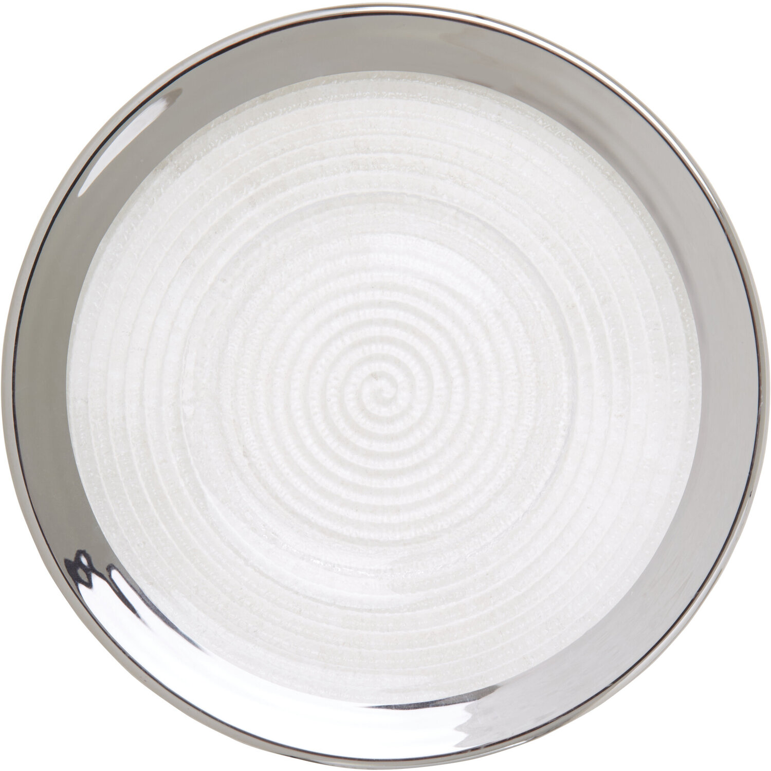 Ida Embossed Glass Side Plate With Silver Rim - Silver