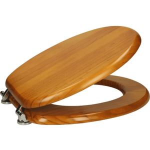 Oval Antique Pine Wooden Toilet Seat Bottom Fix Hinges Bathroom Traditional
