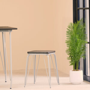 District Grey Metal And Elm Small Wood Stool