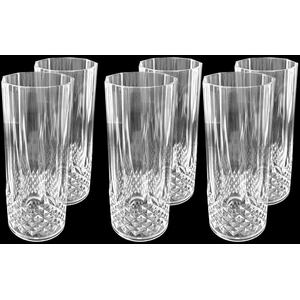 Set of 6 Crystal Effect Plastic Tall Tumblers 400ml - Clear