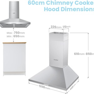 3 Speed Stainless Steel Wall Mounted Chimney Range Hood With LED Light