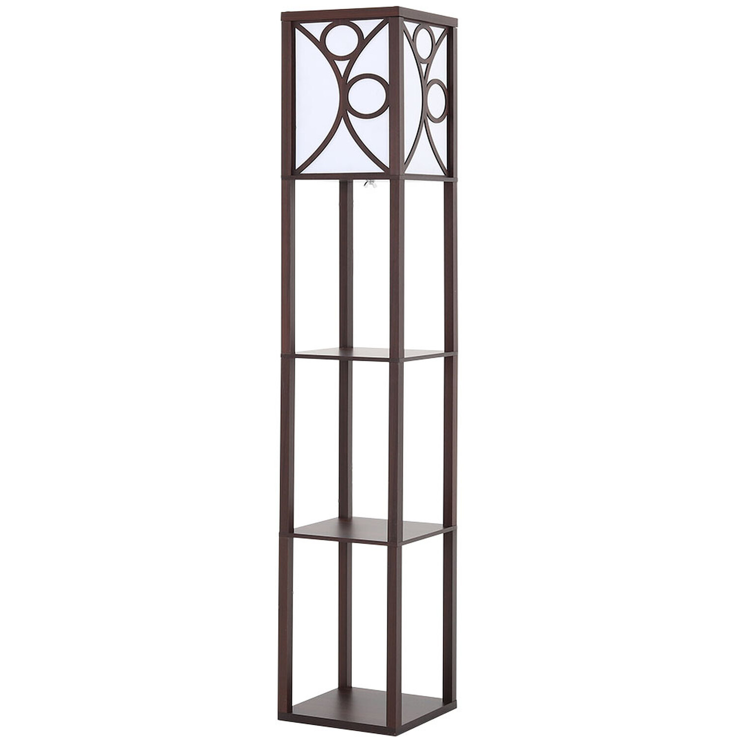 Image of Elegant Wooden Standing Lamp with Shelves&hellip;