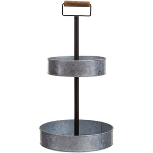 Drummond Two Tier Galvanised Steel Cake Stand With Handle