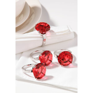 Set Of Four Red Diamante Napkin Rings