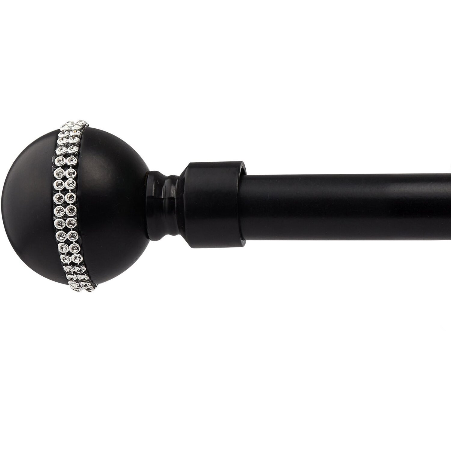 16-19mm Bejeweled Extendable Eyelet Metal Curtain Pole Set - Black / 160cm