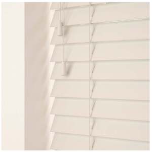 Cream / 85 50mm Slat Real Wood Venetian Blind With Strings 120cm Drop shot 14607159