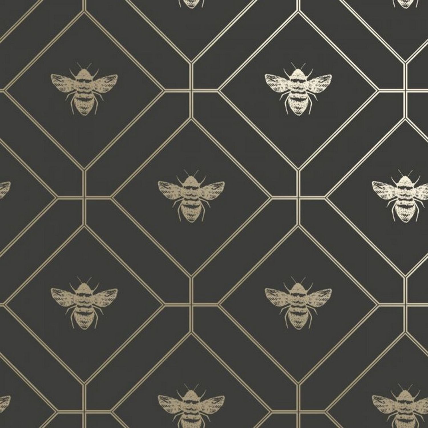 Holden Décor Unisex Charcoal Bee Wallpaper In - Image 2