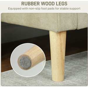 Vikava Beige Velvet Two-Seater Sofa - Natural Wooden Legs