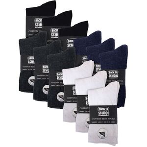 24 Pair Multipack Kids Plain School Socks