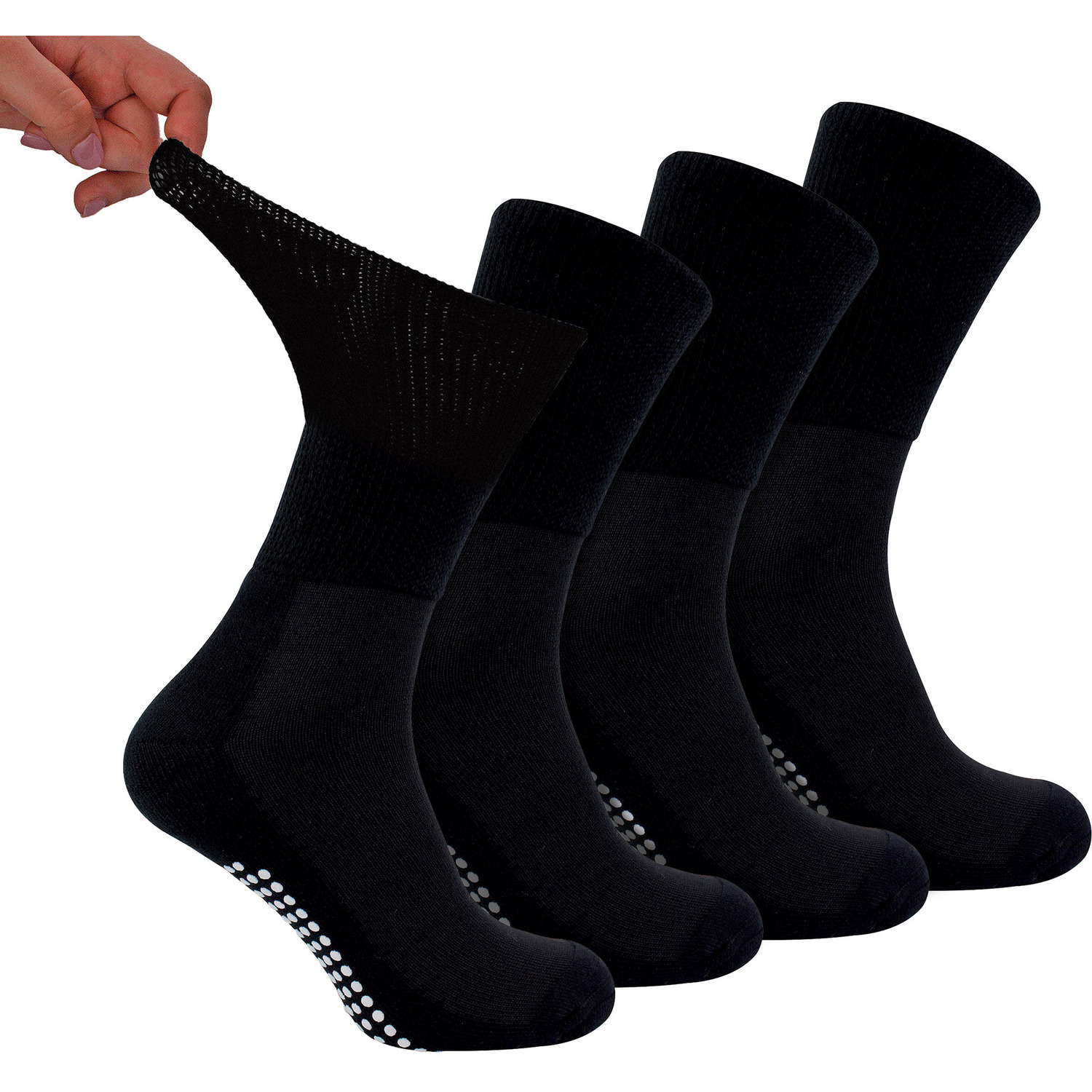 Dr.socks Men's Black Drsocks 4 Pack Bamboo Diabetic Socks With Grips For And Wo - Image 2