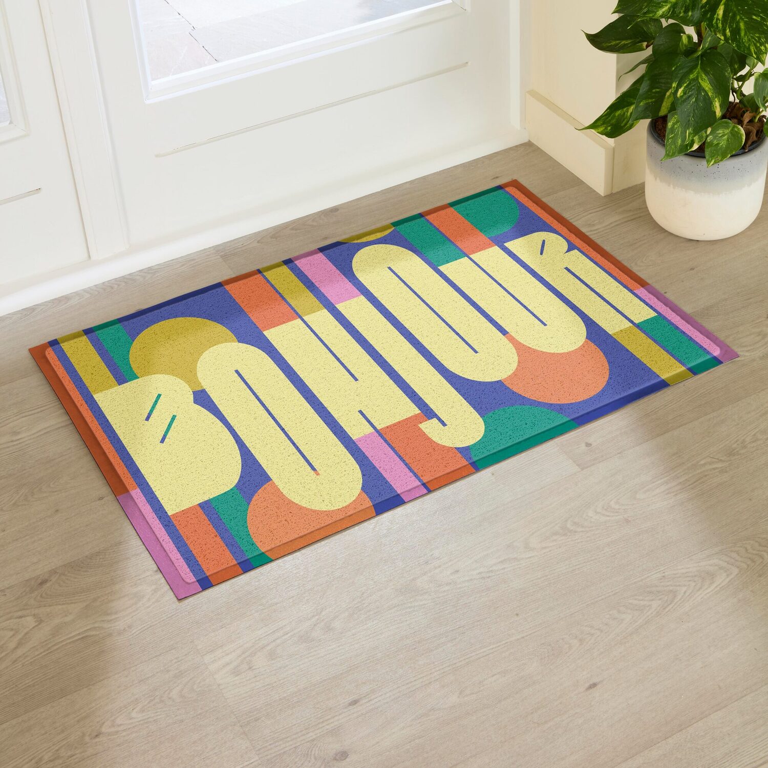 Artsy Mats Elizabeth Olwen Bonjour Indoor/Outdoor Doormat (90X60cm) - Multi / 90 X 60Cm