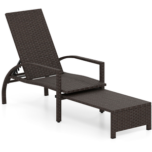 Wicker Reclining Patio Chaise Lounge