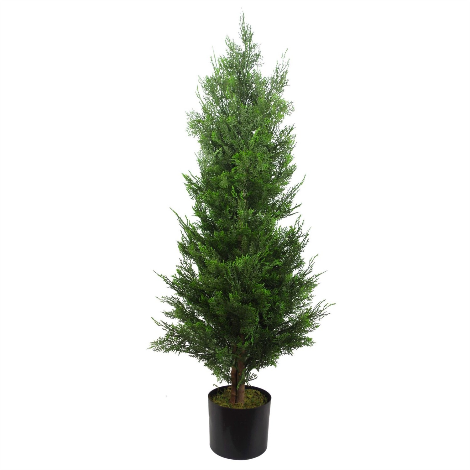 120cm Artificial Cedar Tree with Real Wood Trunk - Green