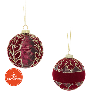 Burgundy Patterned Leaf Bauble