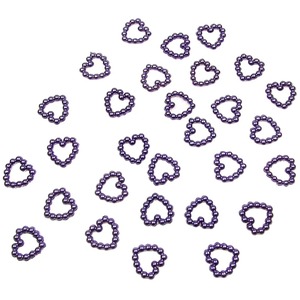 Pack of 50 Purple Pearl Heart Shape Beads Double Sided