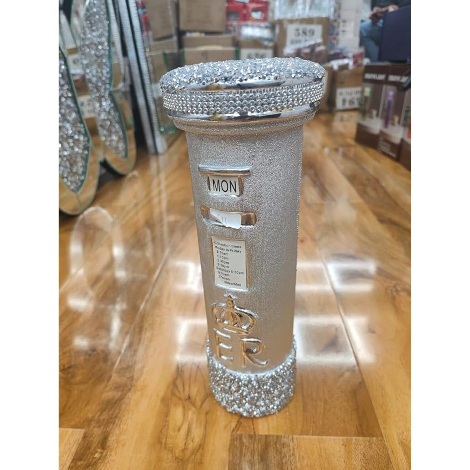 Biznest Crushed Diamond Letter Box Ornament - Silver