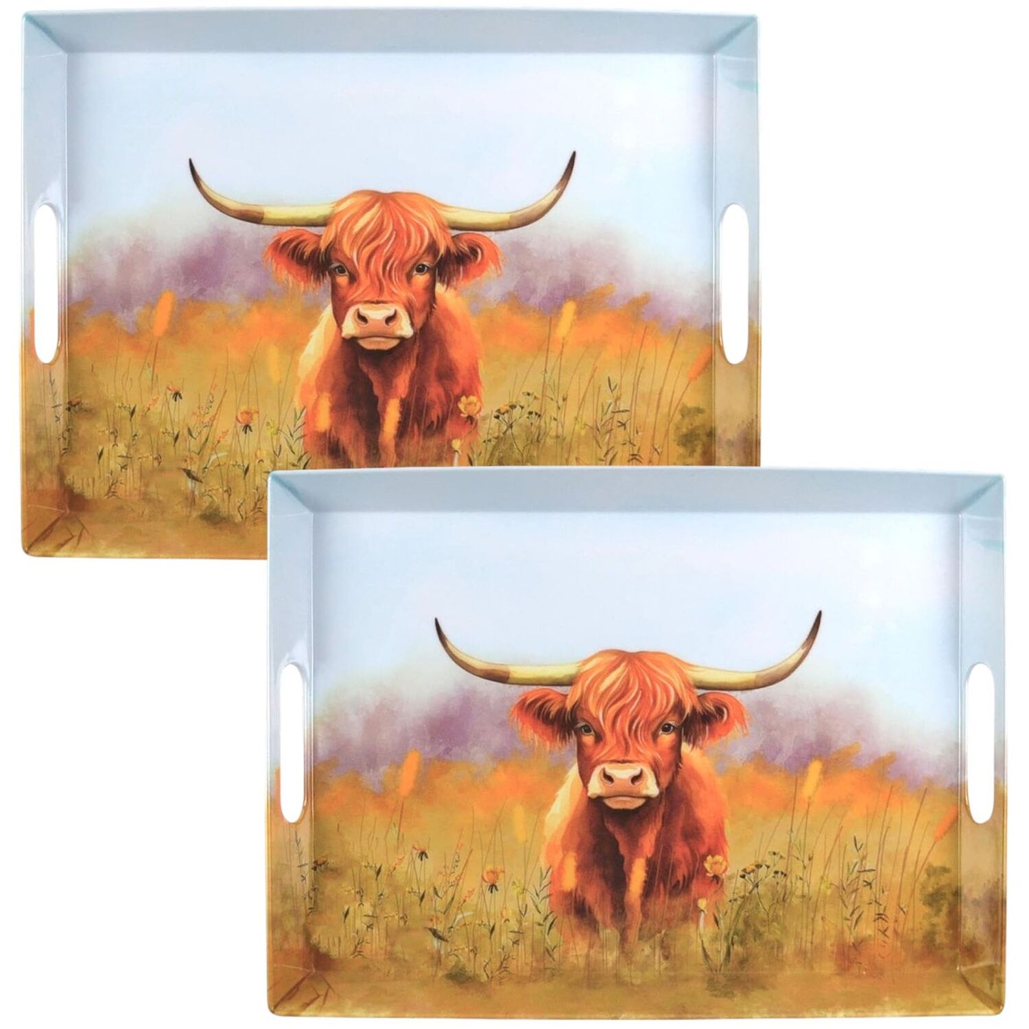 Image of 2x Highland Cow Large Serving Tray&hellip;