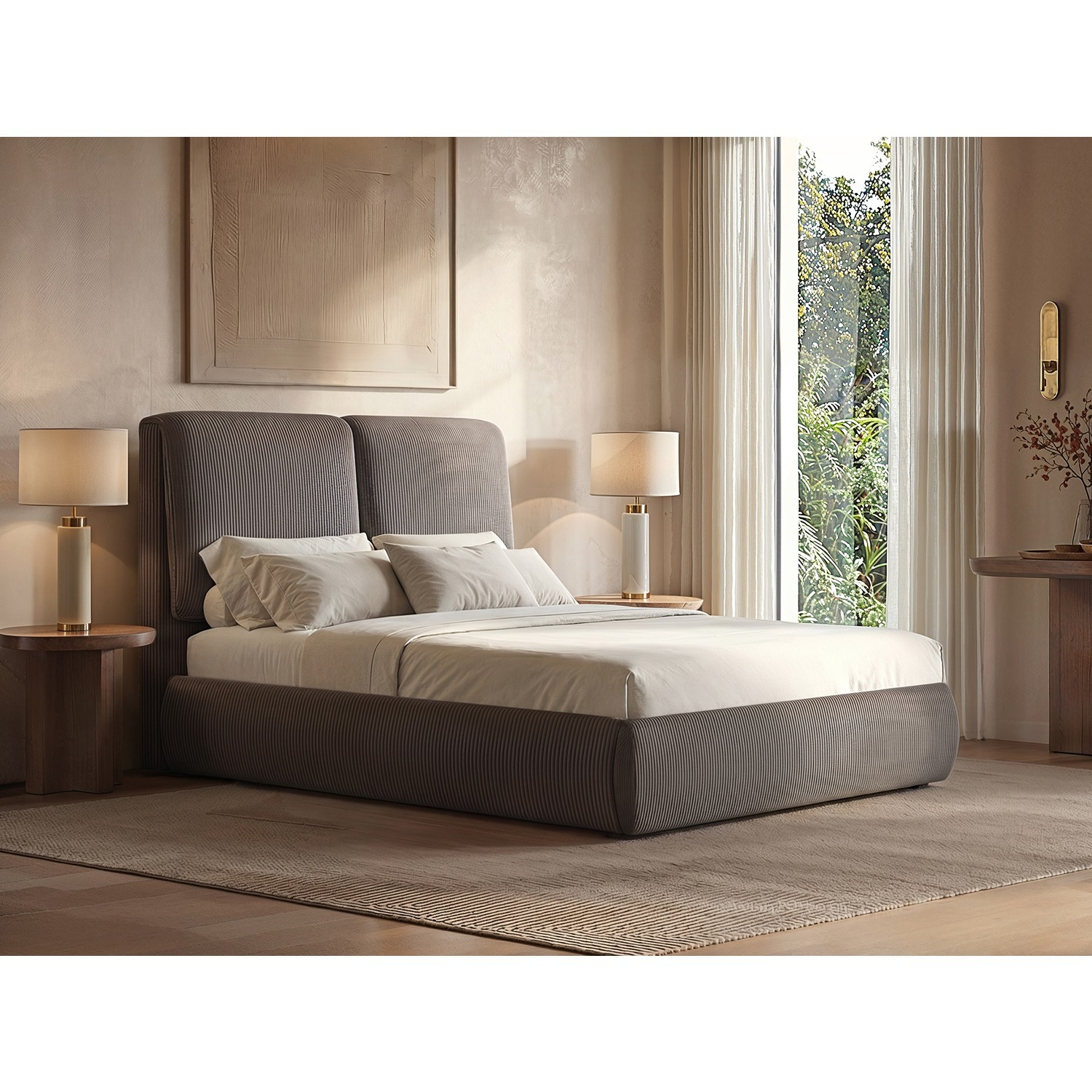 Solace+Co Lydia Upholstered Ottoman Storage Bed - Brown / King