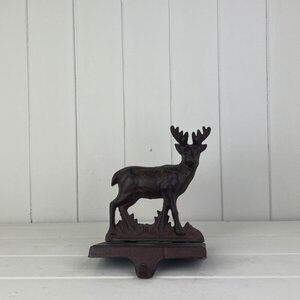 Black Cast Iron Reindeer Stocking Holder