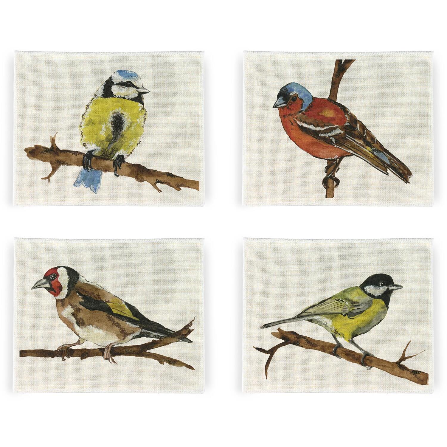 Image of British Birds Linen Placemats- Set of&hellip;