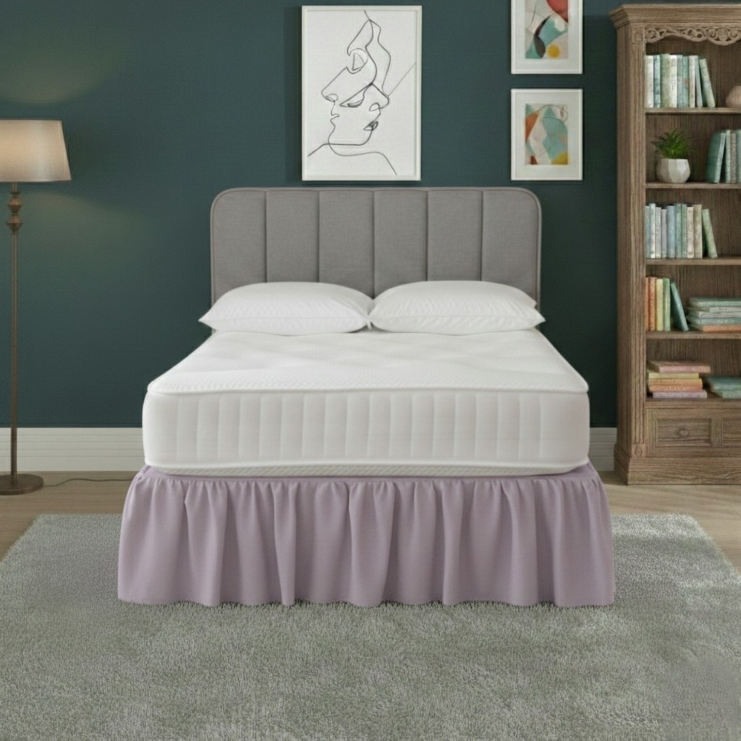 Snug City Base Valance Polycotton Sheet for Divan Beds Easy Care Bed Base Cover in Lilac | Size: Single