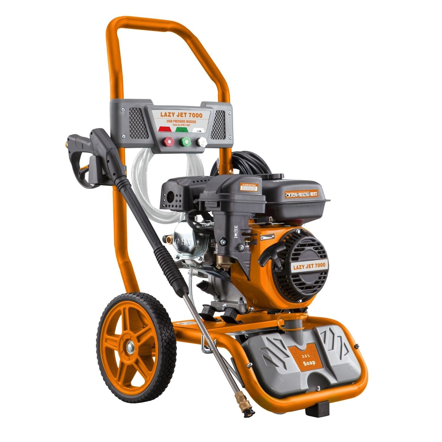 Ark Mat Petrol Pressure Washer 210Cc/7Hp, 185 Bar, 8 L/Min, 8M Hose, 4 Nozzles, 3.5L Detergent Tank, Trailer-Mounted - Image 2