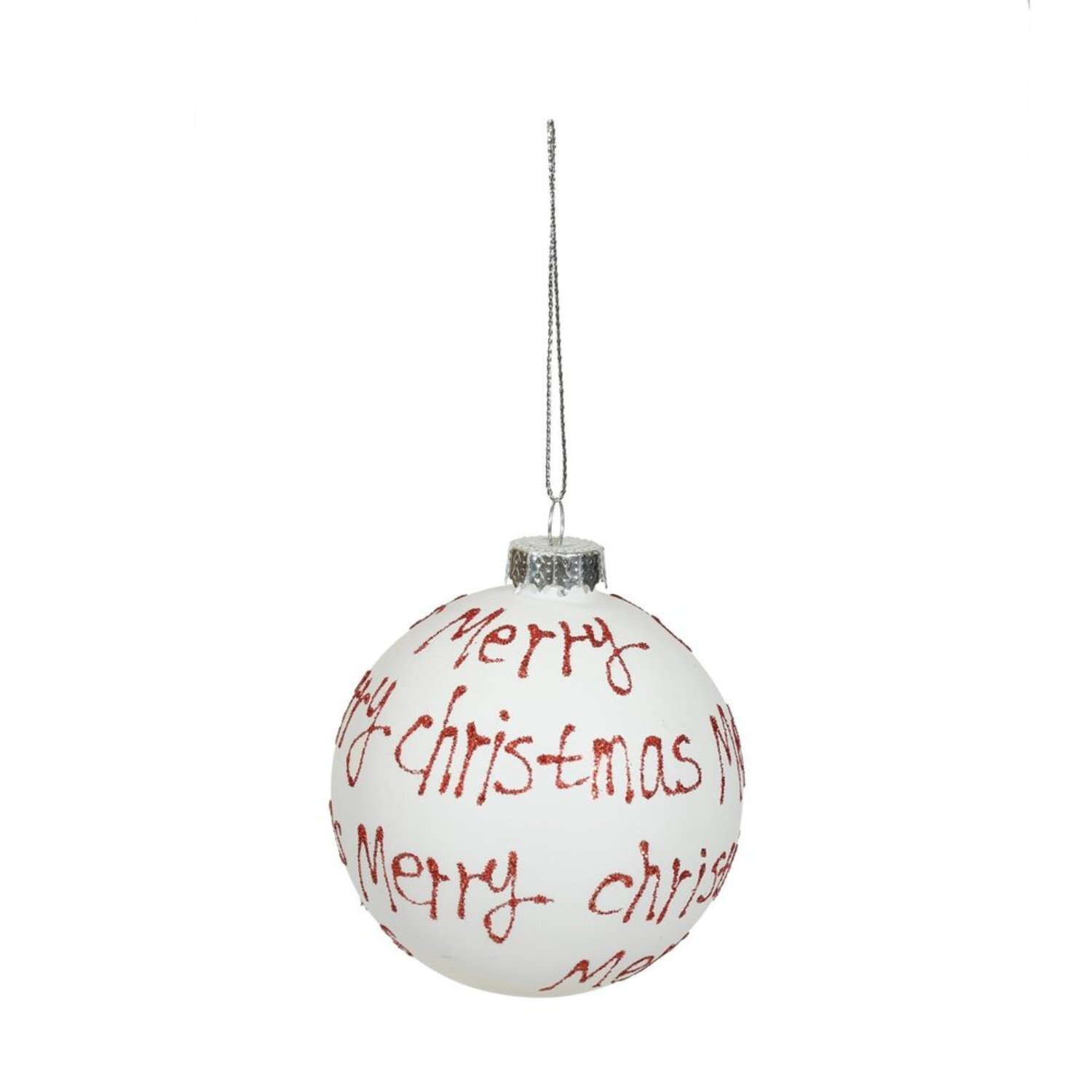 Kdmd Bauble Red Merry Christmas White Glass 3 Pack - Red