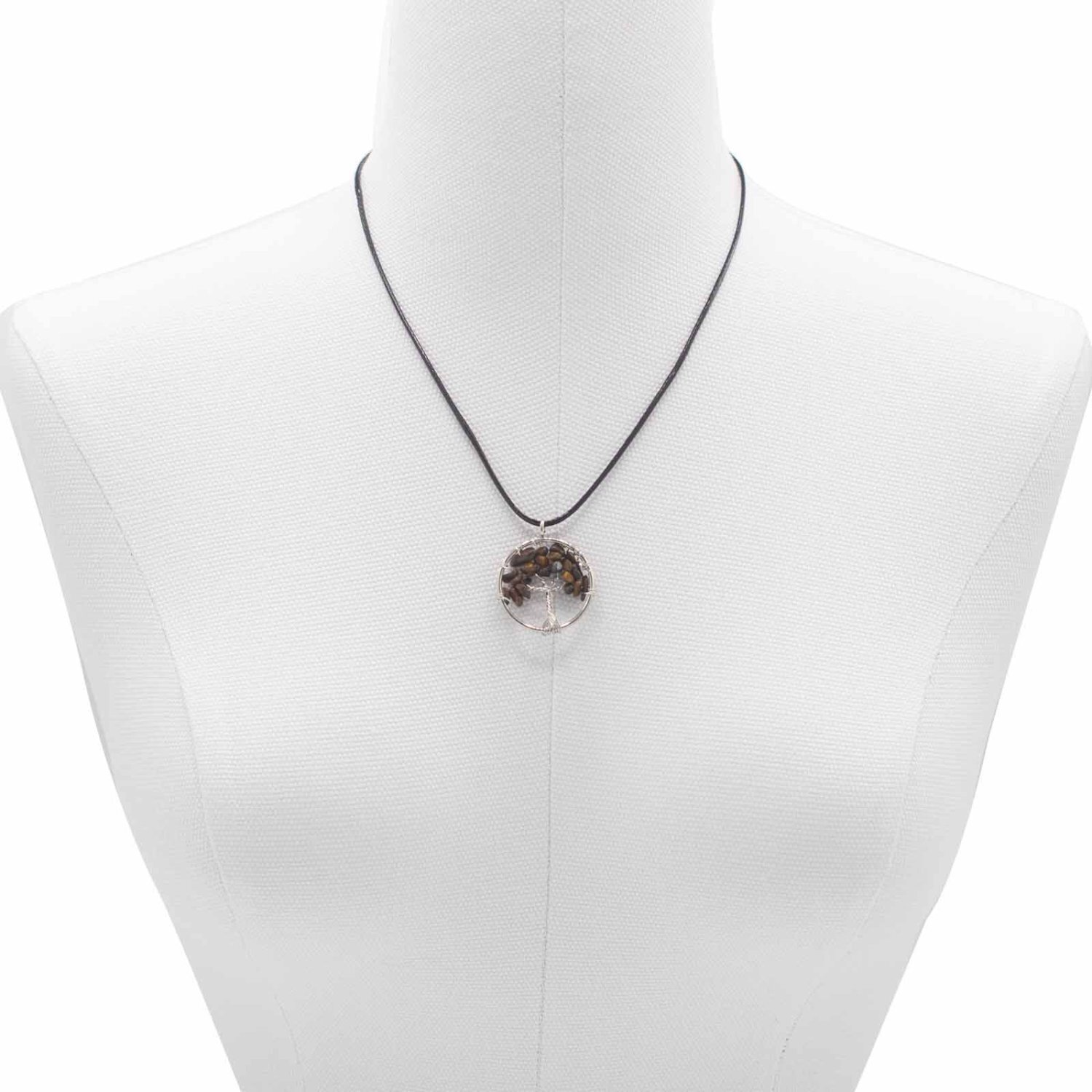 Tree of Life Pendant with Tiger Eye Symbol of Strength, Wisdom - Brown