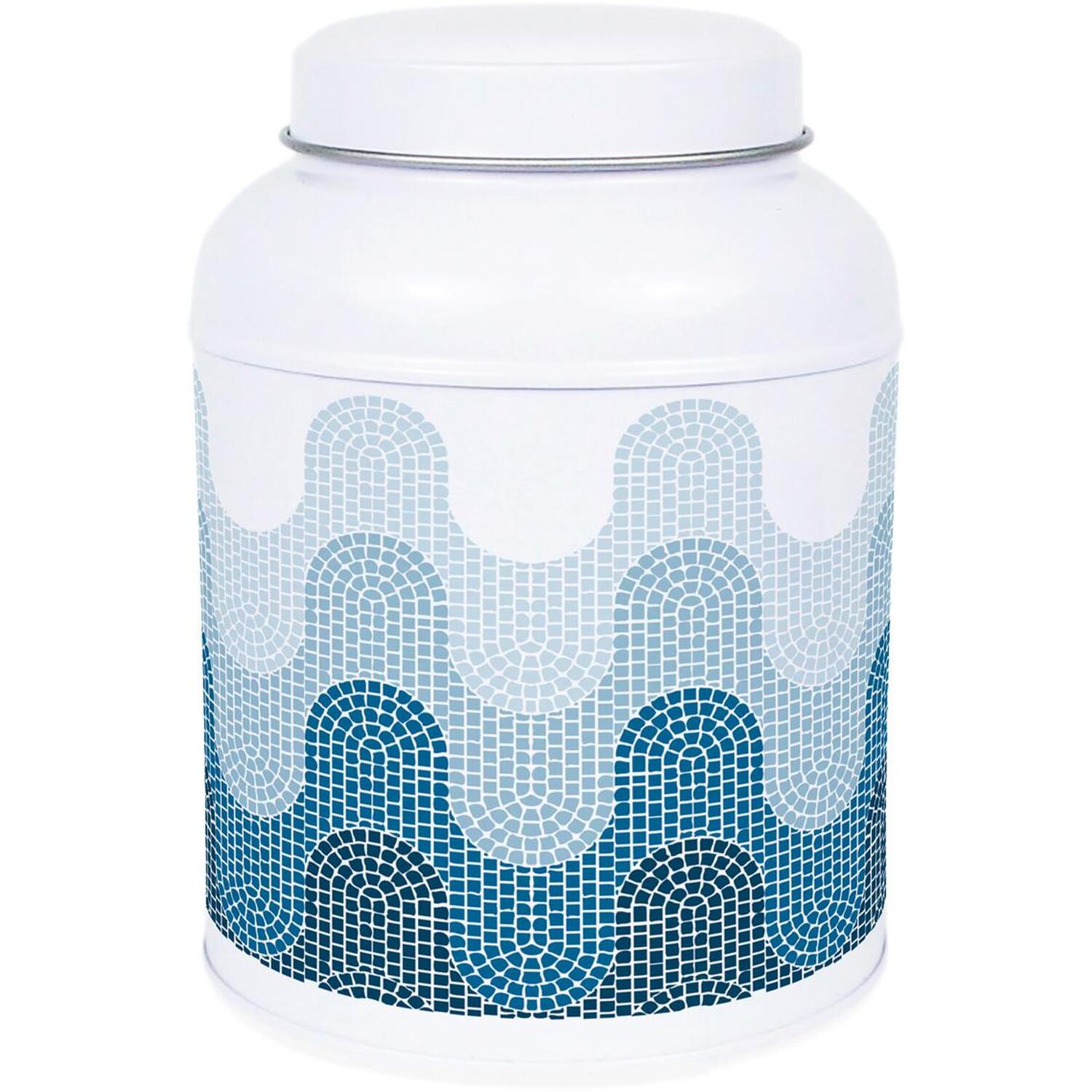B&Q -  Mosaic Waves Storage CanisterSmall Domed Lid Kitchen Hot Drinks Tin - Image 3