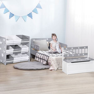 ZONEKIZ 3PCs Kids Furniture Bedroom Set with Bed for 3-6 Years Old Grey
