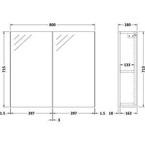 Balterley Mirror Unit - 800mm - Gloss White