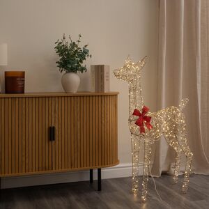 1.1m Gold Light Up Christmas Doe, 300 Warm White LEDs