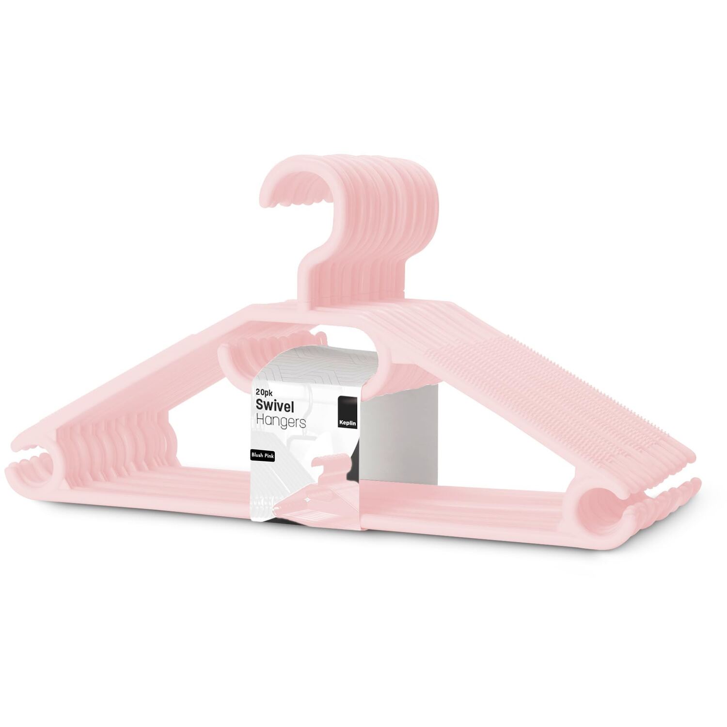 Keplin 20 Pack Slim Plastic Coat Hangers - Black - Pink