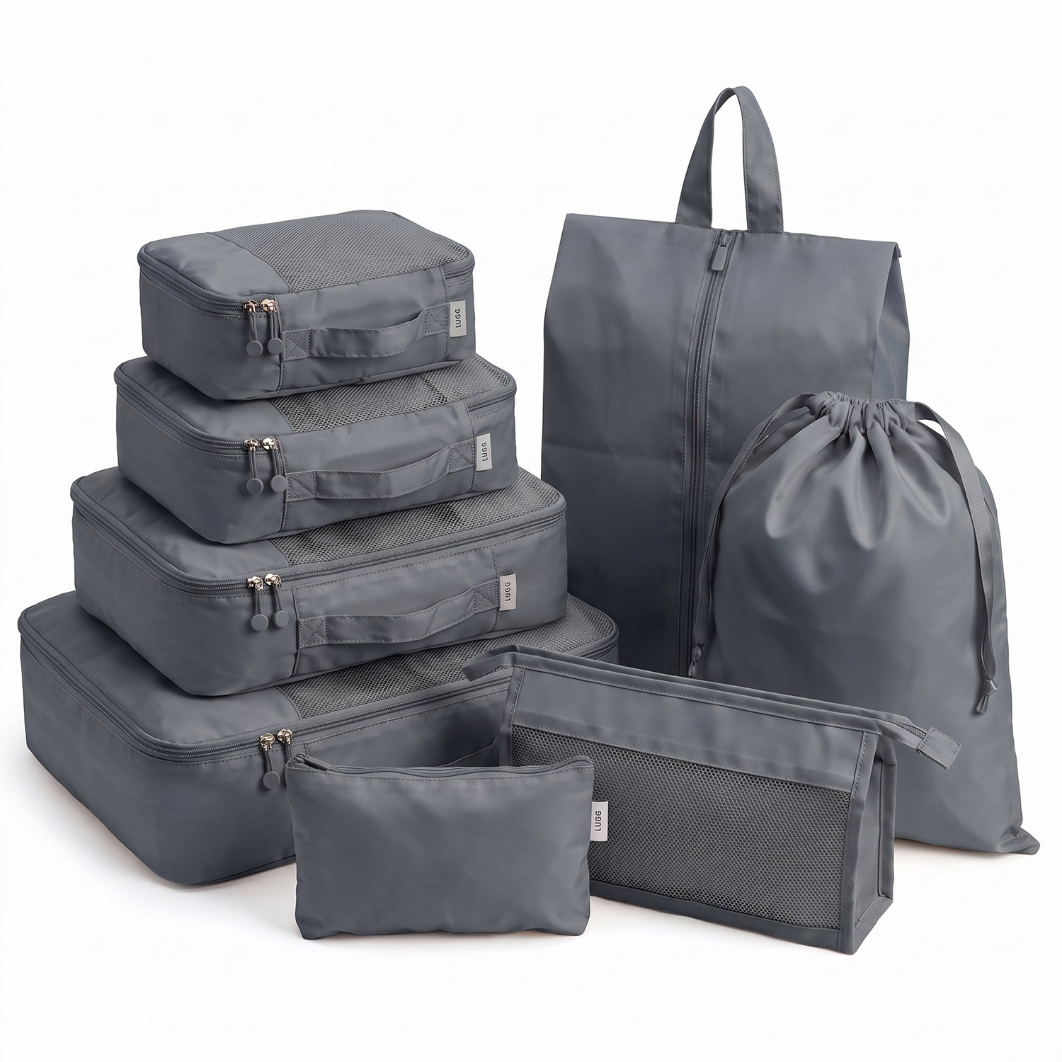 Lugg 8 Set Compression Packing Cubes - Grey - Image 2