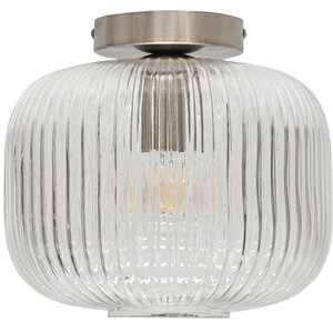 Batley Large Clear Ribbed Glass Satin Nickel Ceiling Light Fitting