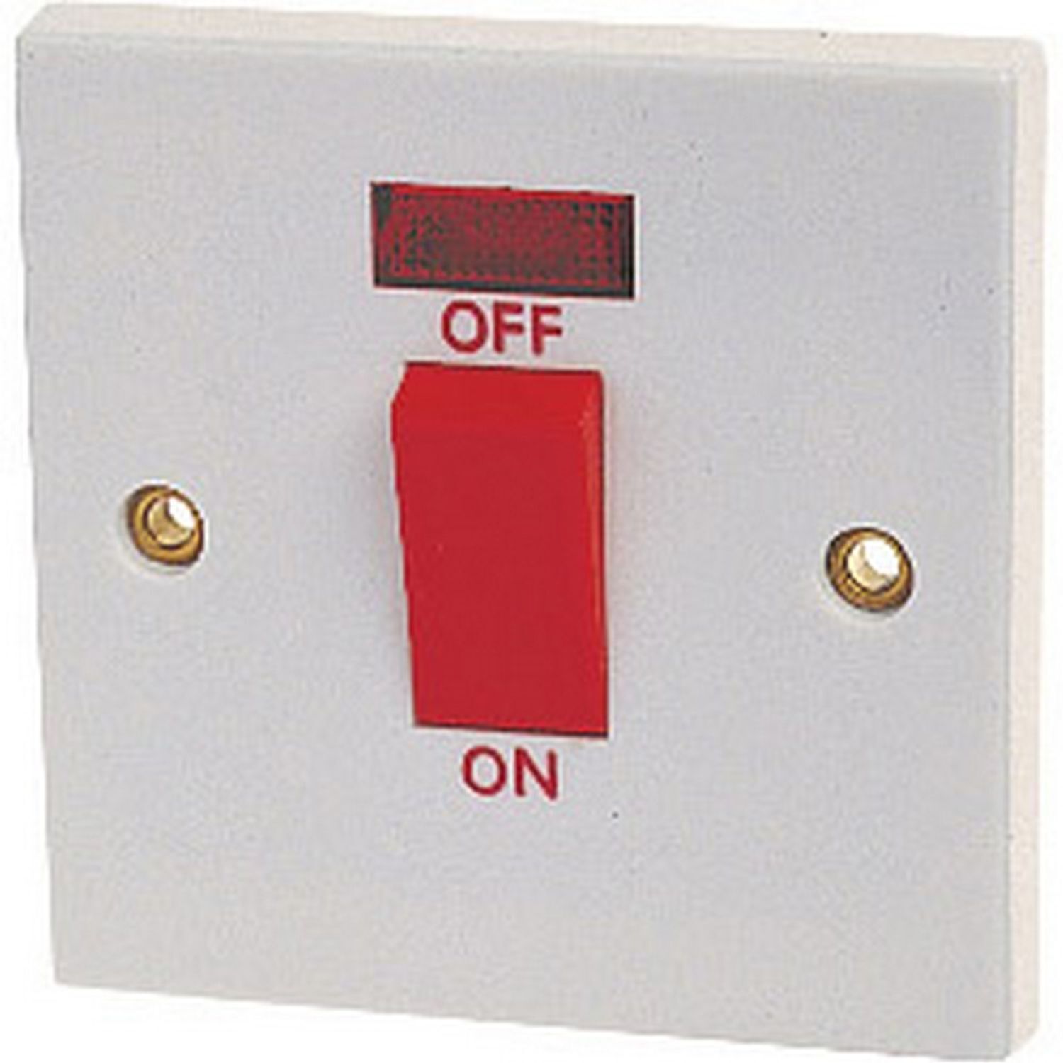 Dencon 45A Double Pole Switch With Pilot Lamp To Bs3676 - White/Red
