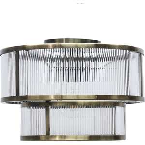 Wickham Antique Brass With Ribbed Diffuser Tiered Flush Ceiling Light