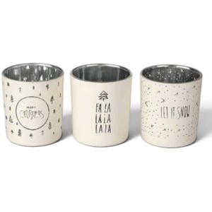 Set of 3 Glass Christmas Tea Light Holders