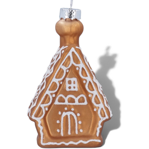 Gisela Graham Glass Gingerbread House with Glitter Christmas Tree Decoration